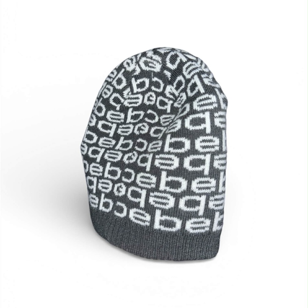 NWOT Bebe Black and White Knit Beanie Hat - Picture 5 of 6